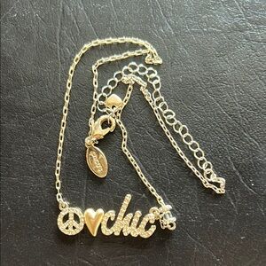 Gold and Silver Script Necklace with Dainty Chain
